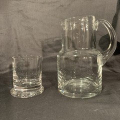 ‘Tumble Up’ Carafe Jug Pitcher W Nesting Glass 7 In Nightstand Desk Water Drink