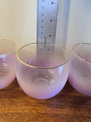 Vtg Blendo Roly Poly Ombre Lavender Purple Frosted Glasses/Barware w/gold trim