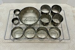 Vtg 12-Pc MCM Barware Set Silver Fade Dorothy Thorpe Style Mad Men Glasses Caddy