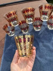 VINTAGE 22 KARAT GOLD 8 CULVAR GLASSES Moorish design