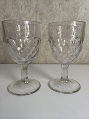 Vintage Goblet Honeycomb Clear Glass Wine Water Glass 6 inches Set of 2
