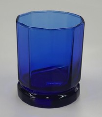 VTG Anchor Hocking Essex Cobalt Blue Glass Tumbler Old Fashioned Rocks 10 Sided