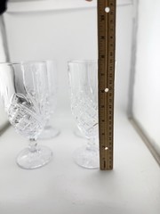 Set of 4 Vintage Pressed Cut Glass Goblets 7.75” Water Wine Tea Glasses Diamond