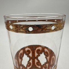 MCM Signed Culver 6 High Ball Glasses Orange 22K Gold Scroll