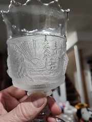 LG WRIGHT GLASS WESTWARD HO SPOONER/SPOON HOLDER 6 1/2″