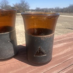 VTG MCM Amber Mexican Imprisoned Glass Tumblers Felipe Derflinger Brutalist (6)