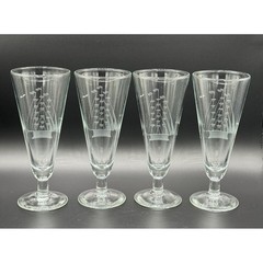 Vintage Etched Clipper Ship & Birds Pilsner Glasses Footed Beer Goblets Set 4