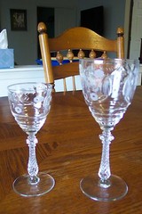 Rock Sharpe Glass Clear Polished & Gray Wheel Cut Breton Claret Wine 1013 EUC