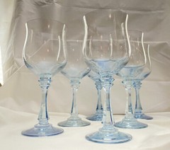 (6) American Stemware Crystal Princeton Blue Sapphire Hand Blown Wine Glasses