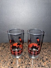 Vintage! Set Of 2! Anchor Hocking Scottish Terrier, Scotty Dog 5.5” Glasses