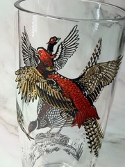 Vintage Hazel-Atlas Continental Can Pheasant Barware Set 11 Pc MCM Highball Shot