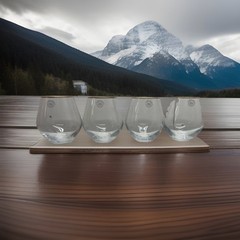 Set Of 4 Fitz & Floyd Michel Crystal Stemless Wine Glasses Gold Rims 4.25″