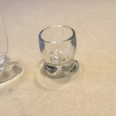 2 Vintage Footed Glasses Egg Cup- Drinking Glass 2.5”-6”.