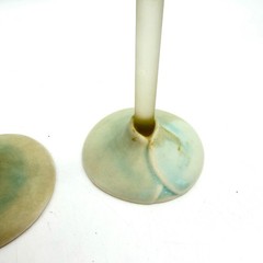 Vtg Newman Ceramic Wine Goblets Pair Purple Green Calla Lily Art Nouveau Style