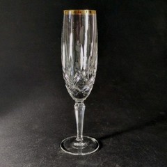 GORHAM LADY ANNE GOLD CHAMPAGNE FLUTE, Cut Lead Crystal, 8 5/8″, 8 Oz, GERMANY