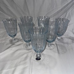 Lenox Navarre Blue Crystal Iced Tea Glasses ~ Set Of 7 ~ Signed