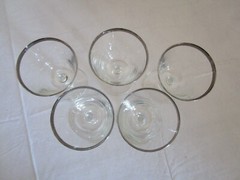 Set of 5 Silver Plated Rim Cordial Glasses 4.75 » (Made in France) 4 fl. oz.