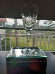 One Atlantis Crystal 8 1/4” Wine Glass Marquise Cut Pattern-Rarely Available.