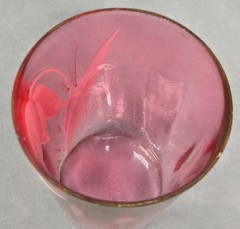 Antique Bohemian Cranberry Glass Tumbler Hand-Painted