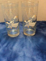 VTG 2 Anchor Hocking Tumblers Drinking Glasses Farm Country Goose Flowers
