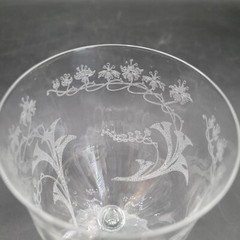 Rare HTF Central Glass Works Floral Trumpets Water Wine Paneled Goblet Glass(es)