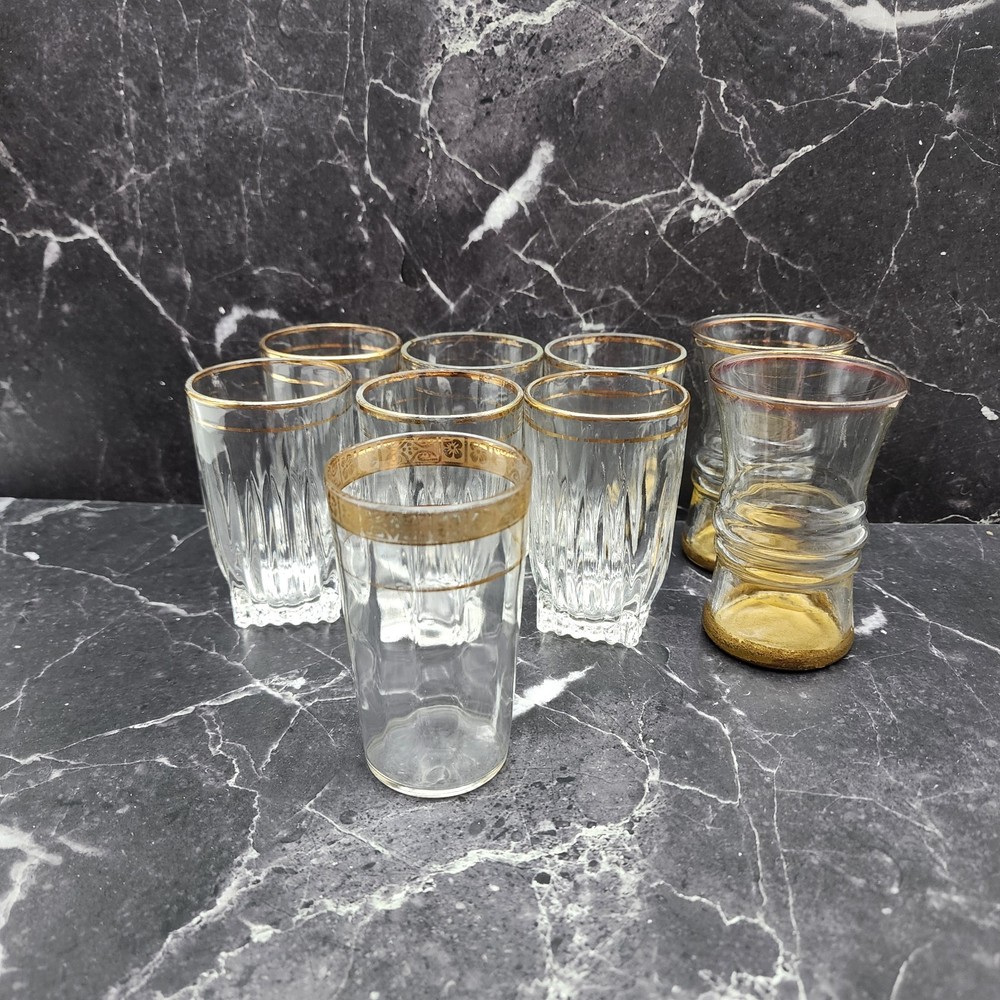 Vintage Anchor Hocking And Federal Glass Juice/Whiskey Glasses 1940’s Lot Of 9