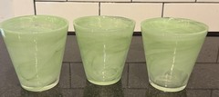 Vintage Set 6 Hand Blown Swirl Glass Thick 4in Tumblers Glasses Barware Cocktail