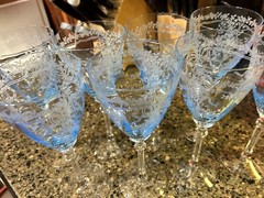 8 Pc Azure Blue Fostoria 5098 June 8 Water Goblets
