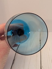 Vintage MCM Italian Blown Balloon Wine Glass 1960’s Cobalt Blue Teal Set/2 7″