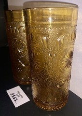 Brockway Glass American Concord Amber Glass Tumblers 5.5” Vintage