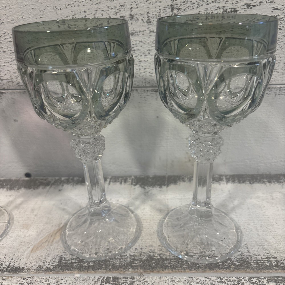 TWO Napolean by NACHTMANN Smoke Green Stemmed Goblet – 7.5”