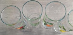 4 Vintage West Virginia Glass Company Fruit Glass Tumblers Gold Trim 6.75″ X 2.5