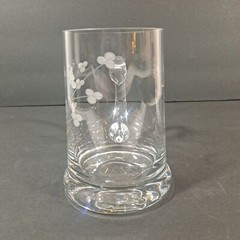 Etched Golfer Floral Glass Beer Mug With Handle Barware Mancave Father’s Day