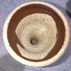 VTG Hand Thrown Pottery Goblet Stoneware 6” Red Brown Black Glaze Candle Holder