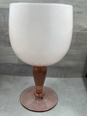 Vintage Carlo Moretti Murano Cased White Pink Blush Wine Glass 10” Italy