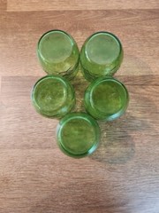 Vintage Anchor Hocking Green Glasses Embossed LeaF Design Set of 5