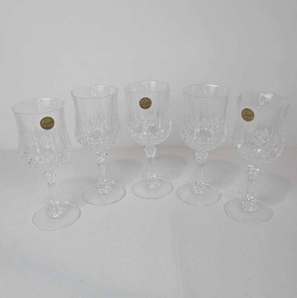 Cristal D’Arques Longchamp Crystal Wine Water Glasses 7 IN SET of 5