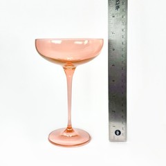 Estelle Vintage Style Blush Pink Tall Champagne Coupe Glass 7.5” – Set Of 2