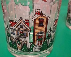 Vintage Luminarc D’Arques Dublin Christmas «Snowy Village» Glasses Set Of 3