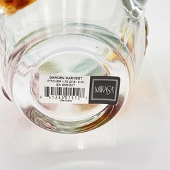 Mikasa Garden Harvest Clear Glass Pitcher 1.75 Qt 9″ Embossed Fruit Germany