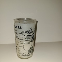 Vintage Mid-Century Hazel Atlas Pennsylvania State Map Souvenir Glass with TYPOs