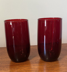 8 Pc Anchor Hocking Royal Ruby Red Glasses = 2 Tumbler, 5 Juice + Votive Holder