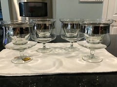 Vintage Blefeld Crystal Glass Chillers Shrimp Coctail with Liner Silver Band