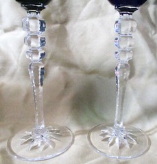 2 BOHEMIAN CUT GLASS CRYSTAL WINE STEMWARE 9 1/2″ Tall