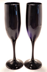 Vintage Libbey Dark Cobalt Blue Champagne Flutes Barware 8.75″ Tall (Set of 2)