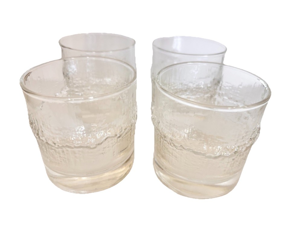 littala Niva Old Fashioned Glasses – Set of 4- Tapio Wirkkala Design MCM Barware