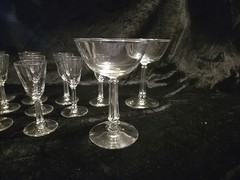 13 Pc Set Of VTG Libbey «3002» Column Stem Stemware 4 Champagne 9 Cordial