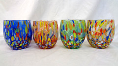 Set of Four 4 Murano Glass Art Tumblers Zecchin Millefiori 3.75″