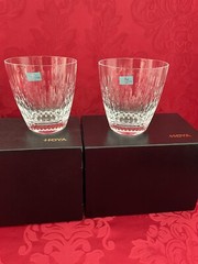 NIB’s FLAWLESS Exquisite HOYA Glass Pair DOUBLE OLD FASHION DOF Crystal TUMBLERS