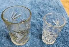 SET OF 2 ANCHOR HOCKING STAR OF DAVID JUICE GLASSES 1 each – 3 1/2″, – 4 1/4″